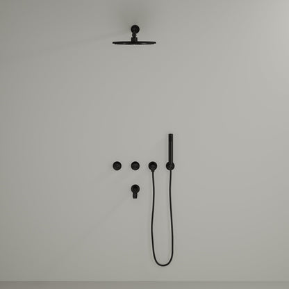 Urban Gunmetal Black 3 Way Thermostatic Shower with Handheld Shower & Bath Spout