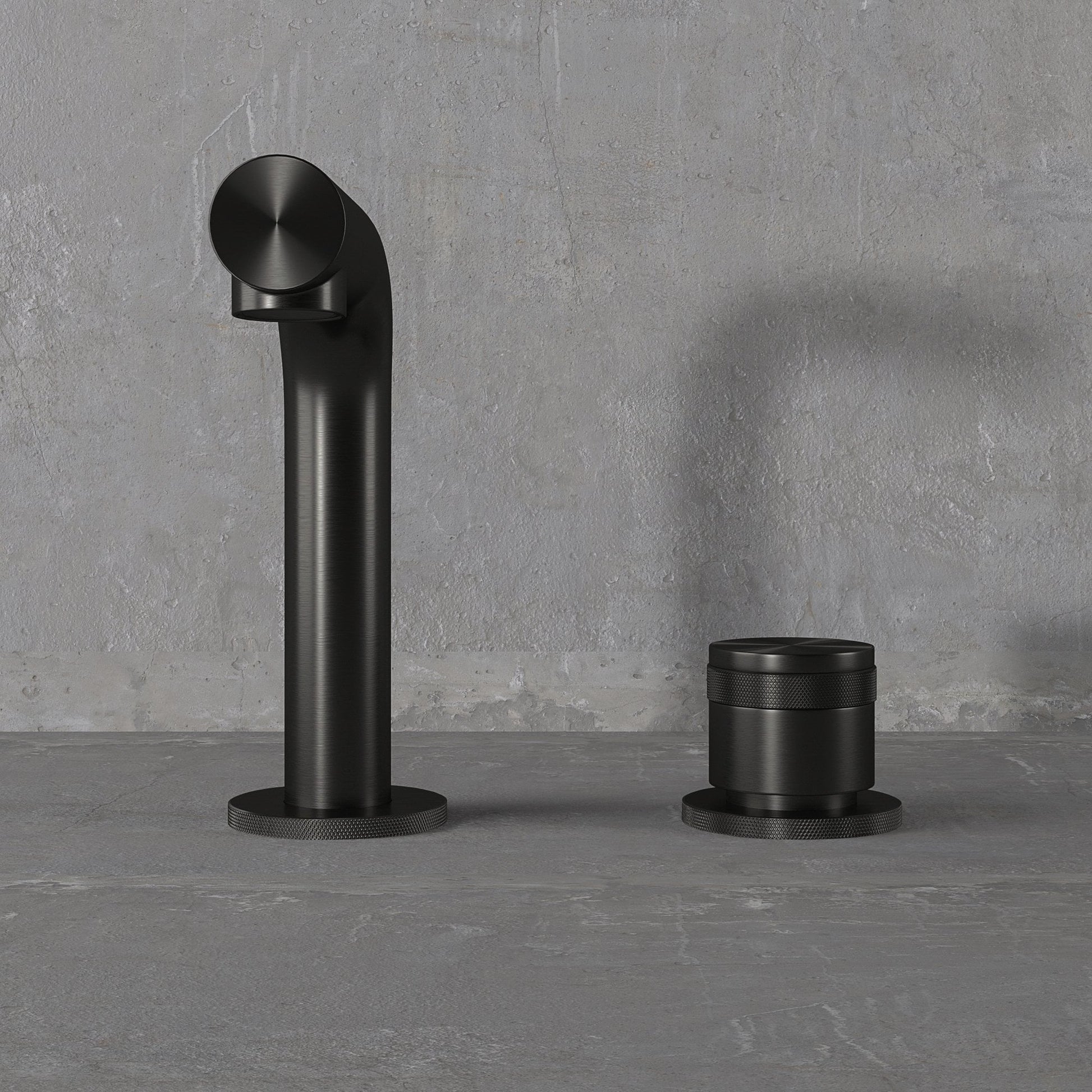 Urban Gunmetal Black Deck Mounted Basin Mixer Tap