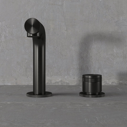 Urban Gunmetal Black Deck Mounted Basin Mixer Tap