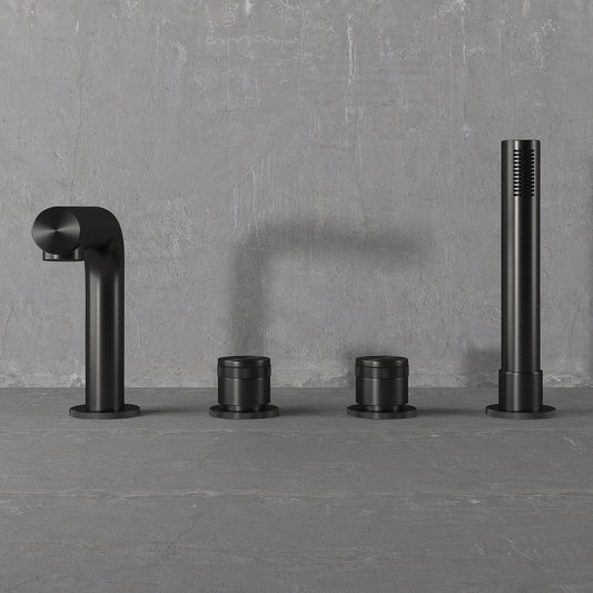 Urban Gunmetal Black Deck Mounted Bath Shower Mixer Tap