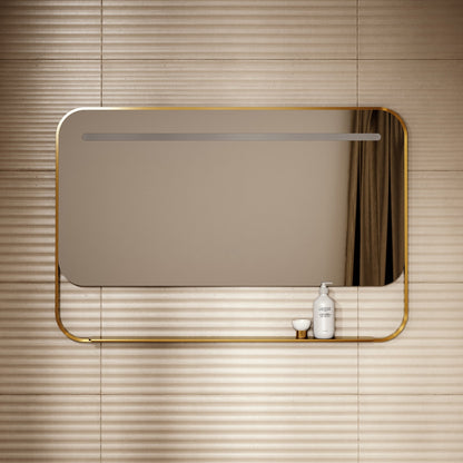 Vario Brushed Gold Mirror With Natural White LED light and Demister 1200mm