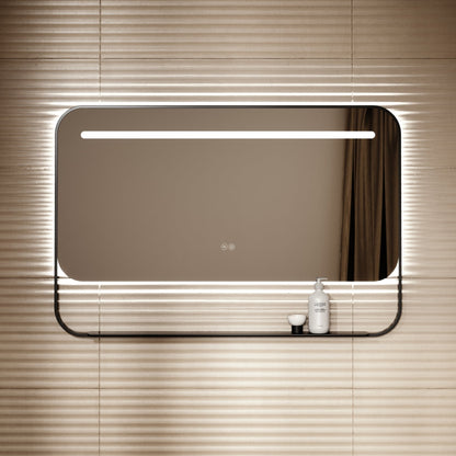 Vario Matte Black Mirror With Natural White LED light and Demister 1200mm