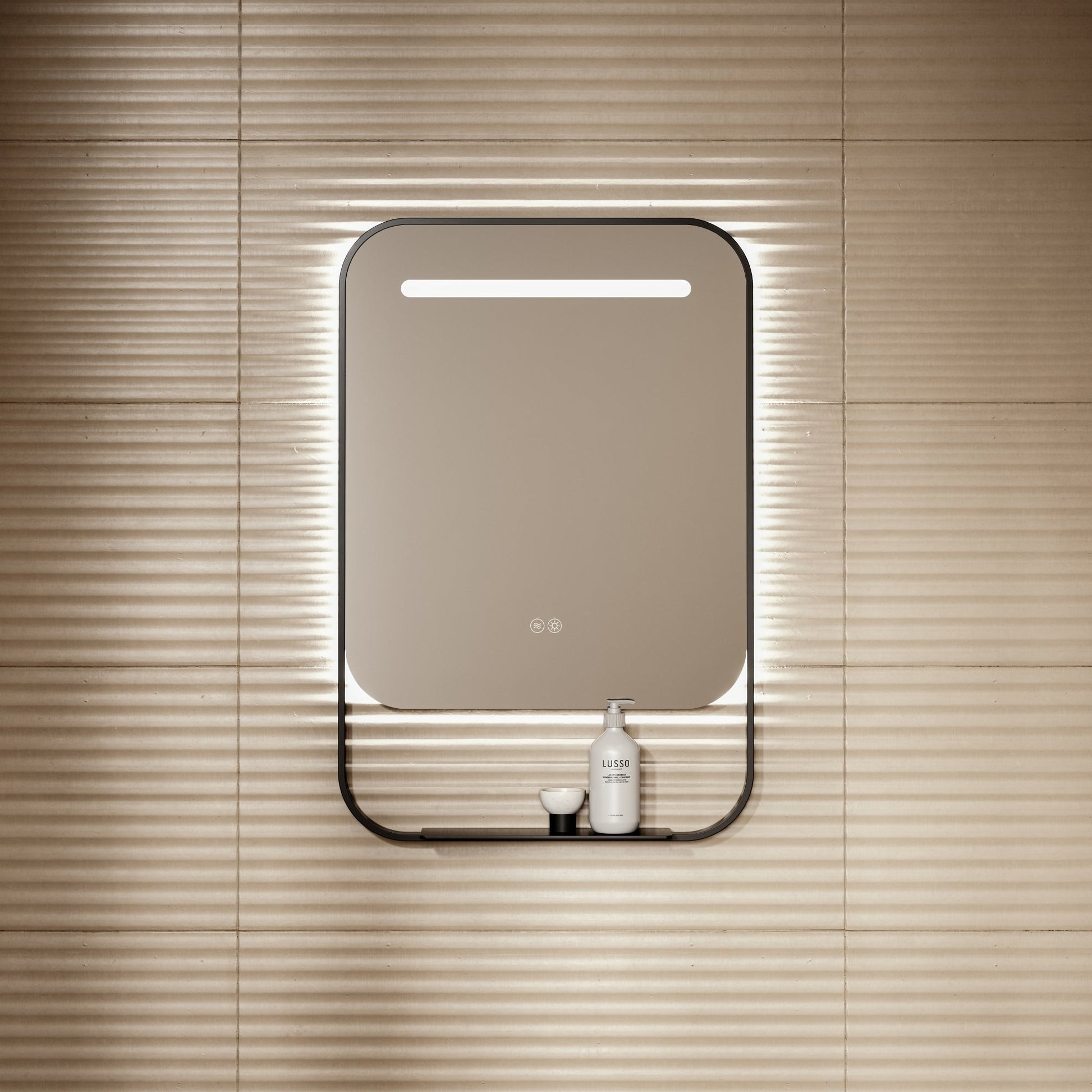 Vario Matte Black Mirror With Natural White LED light and Demister 600mm