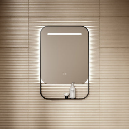 Vario Matte Black Mirror With Natural White LED light and Demister 600mm