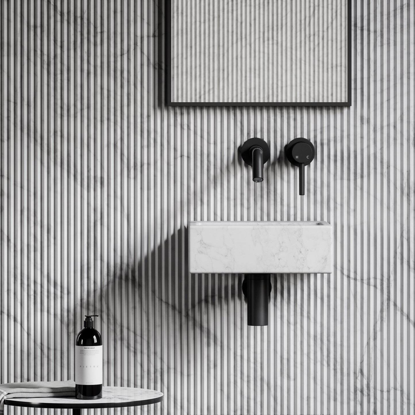Vasel Carrara Marble Wall Hung Basin 300mm