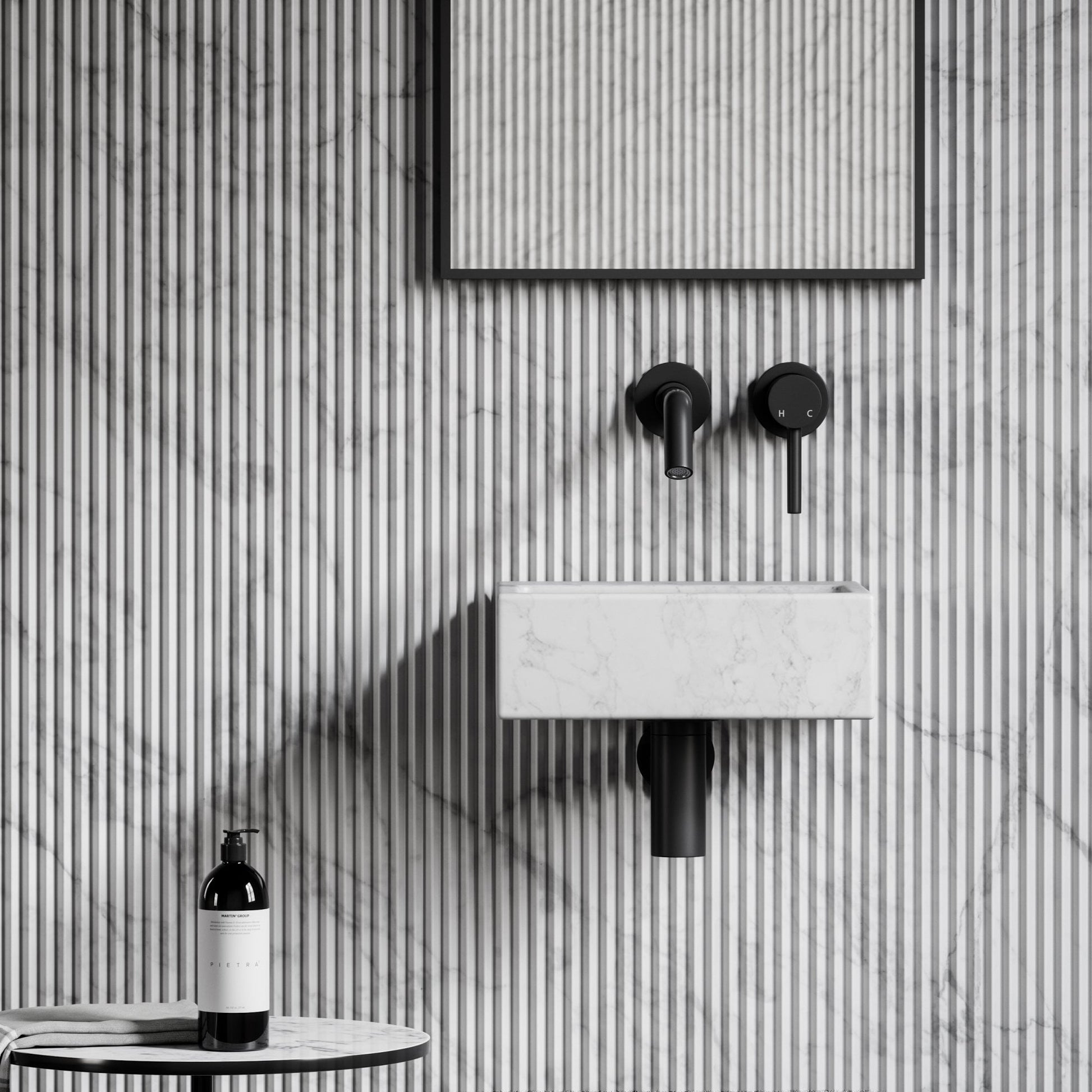 Vasel Carrara Marble Wall Hung Basin 300mm