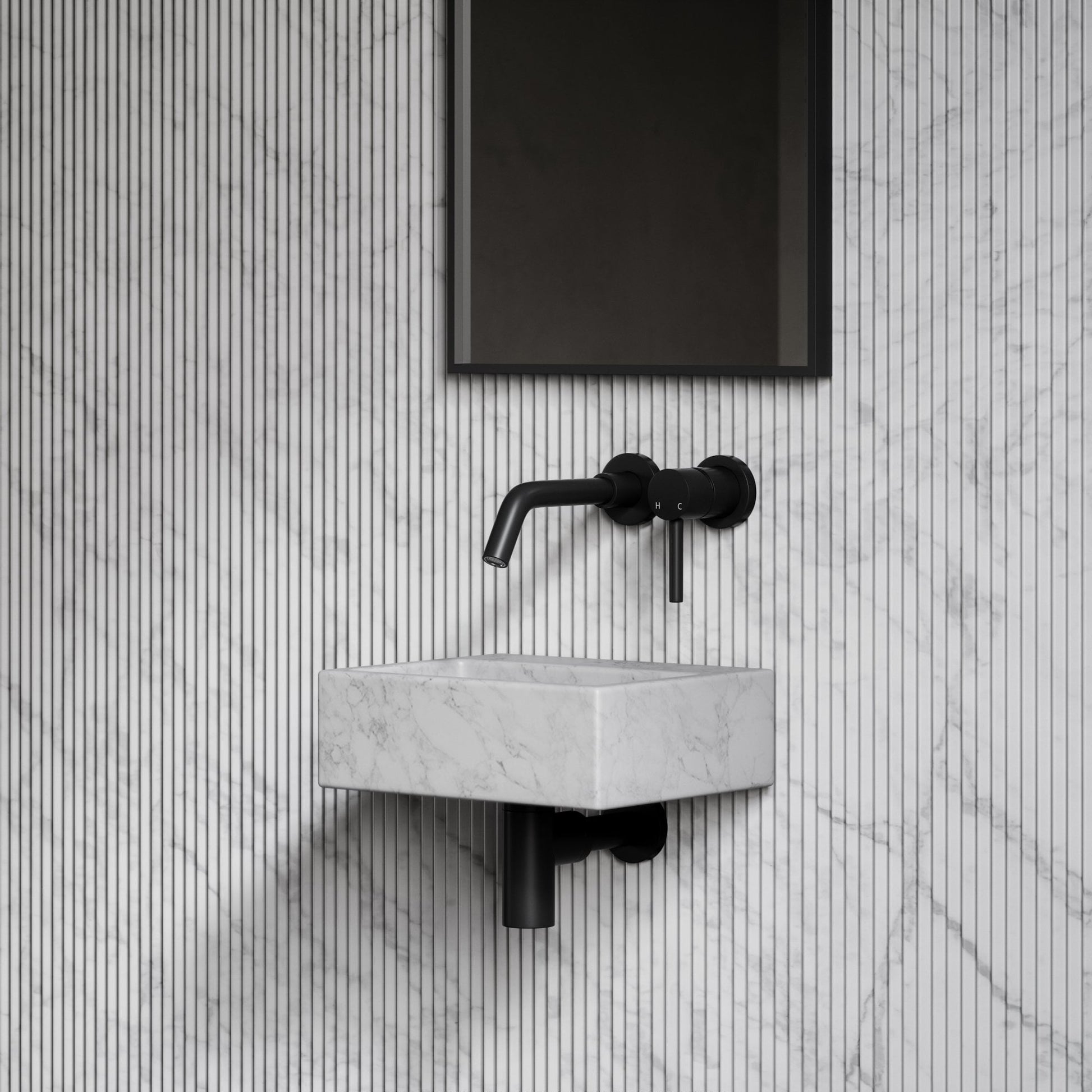 Vasel Carrara Marble Wall Hung Basin 300mm