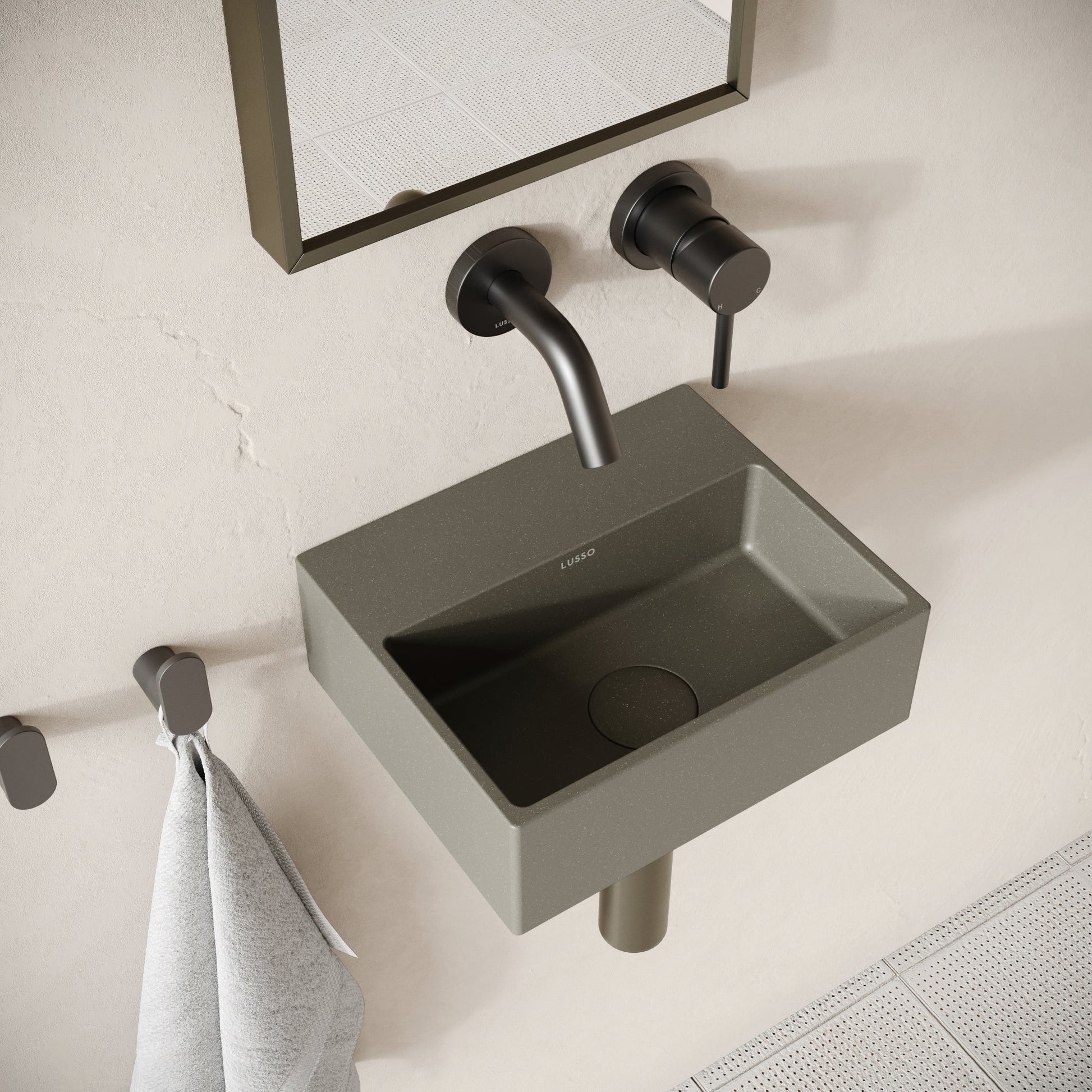 Vasel Oyster Concrete Wall Hung Basin 300mm