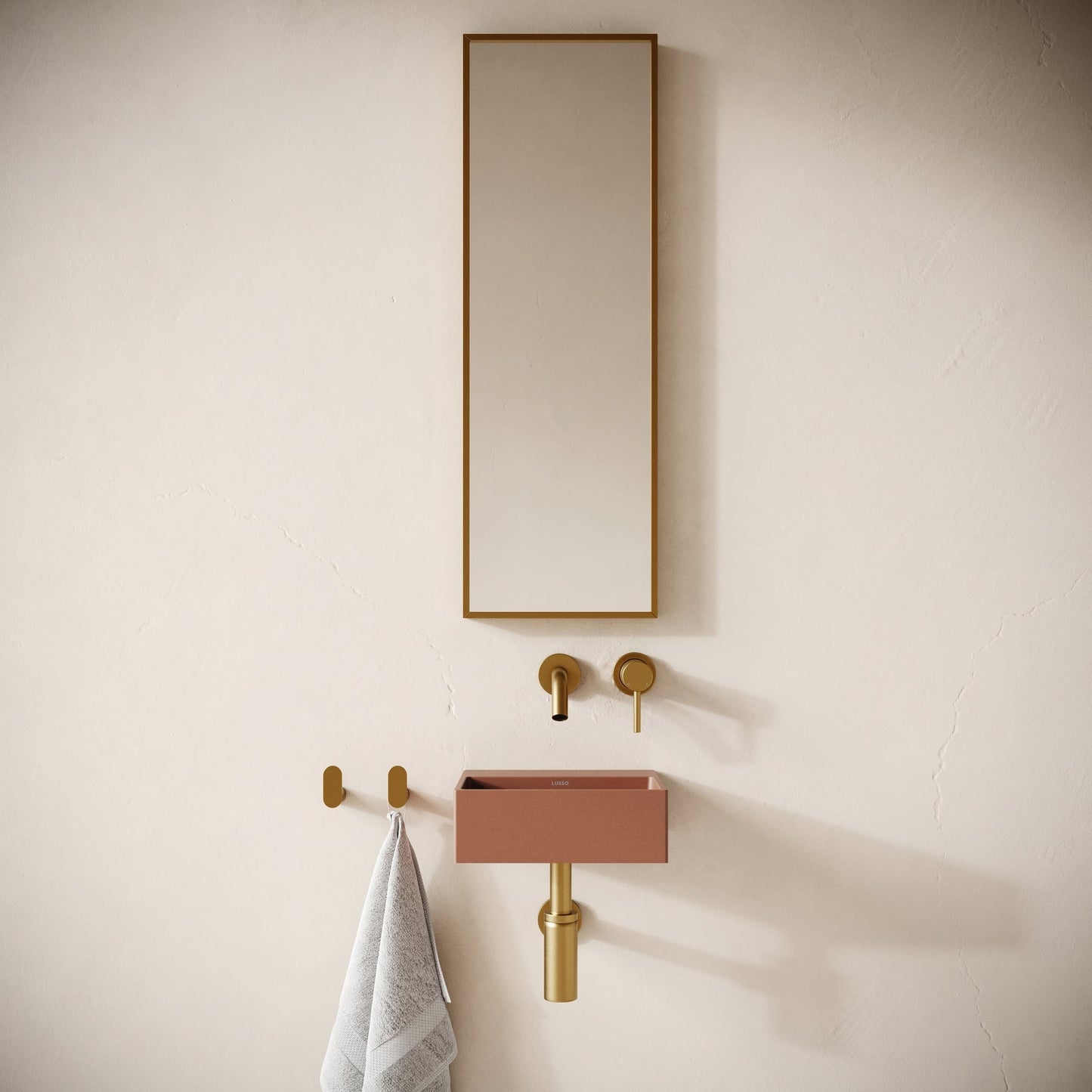 Vasel Terracotta Concrete Wall Hung Basin 300mm