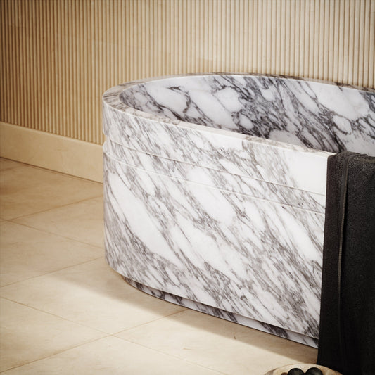 Vaso Arabescato Marble Freestanding Bath 1780mm