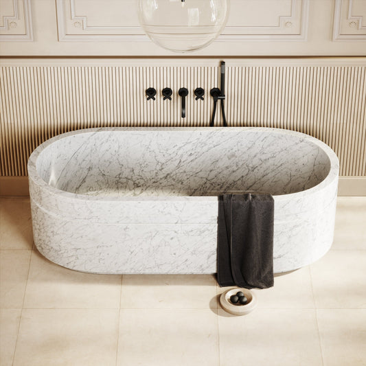 Vaso Carrara Marble Freestanding Bath 1780mm