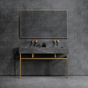 Vernante Pietra Grey Marble Brushed Gold Vanity Unit 1400mm