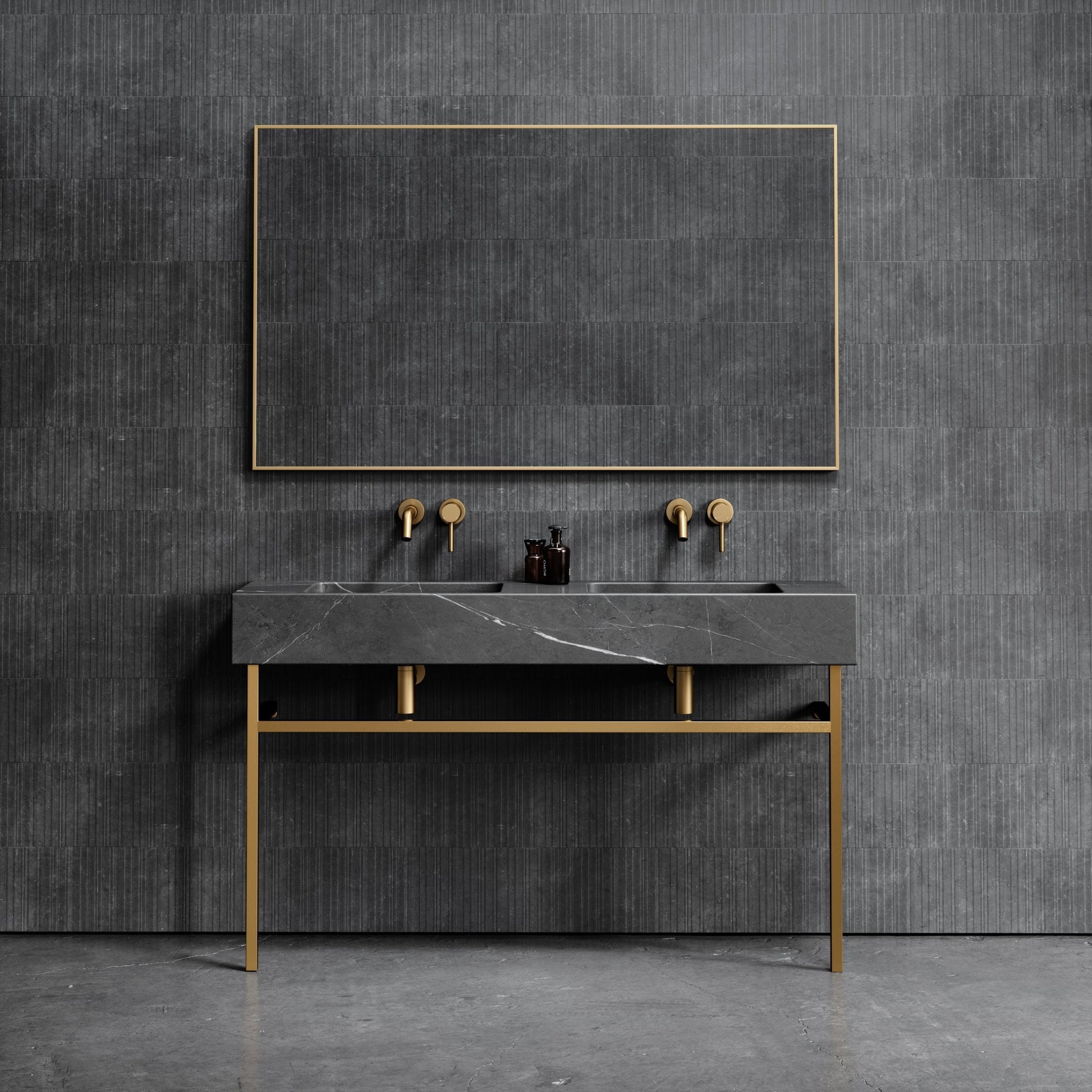 Vernante Pietra Grey Marble Vanity Unit 1400mm