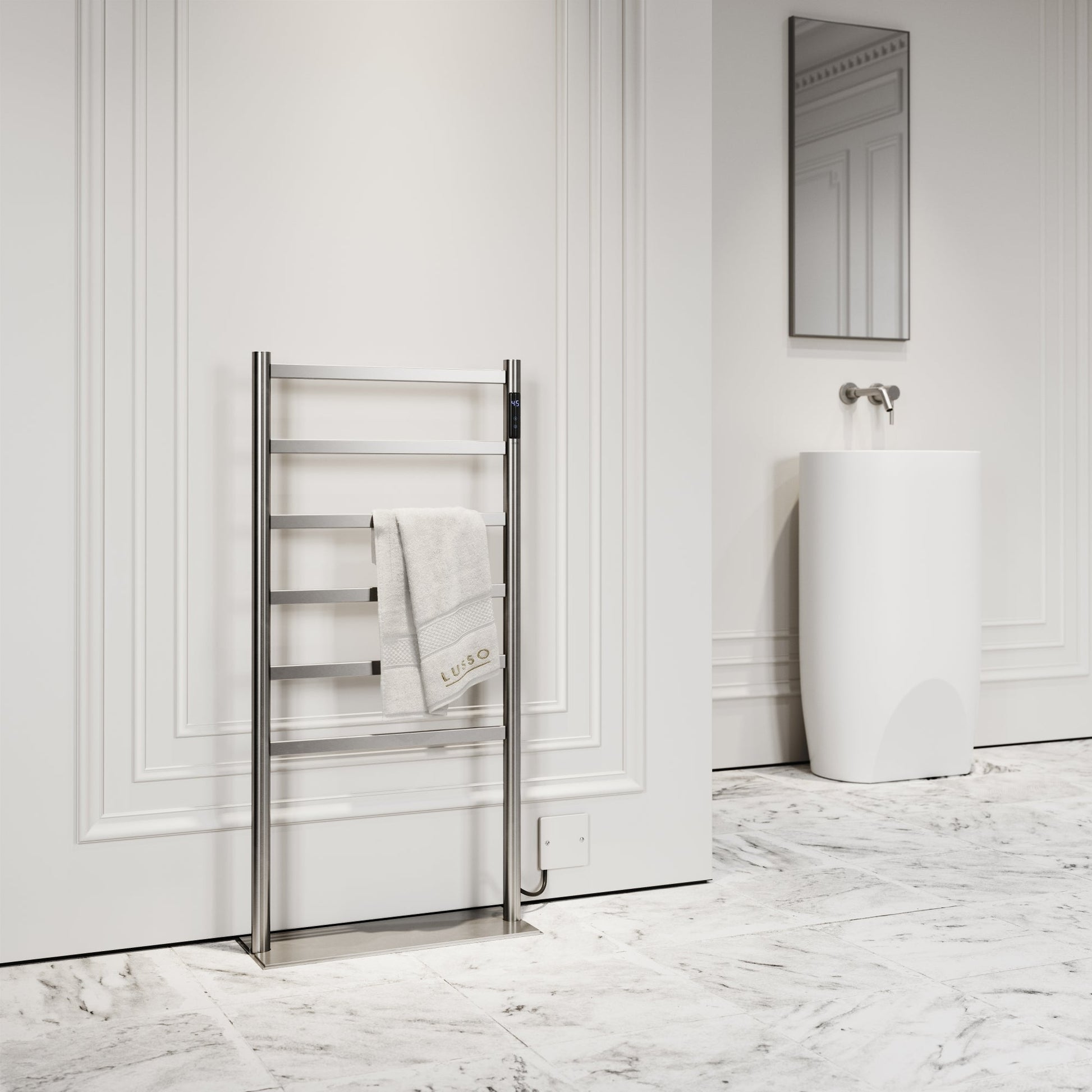 Vetro Brushed Stainless Floorstanding Heated Towel Warmer