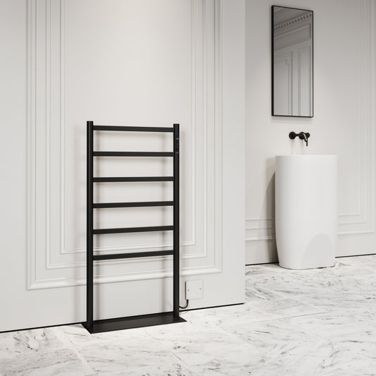 Vetro Matte Black Floorstanding Heated Towel Warmer