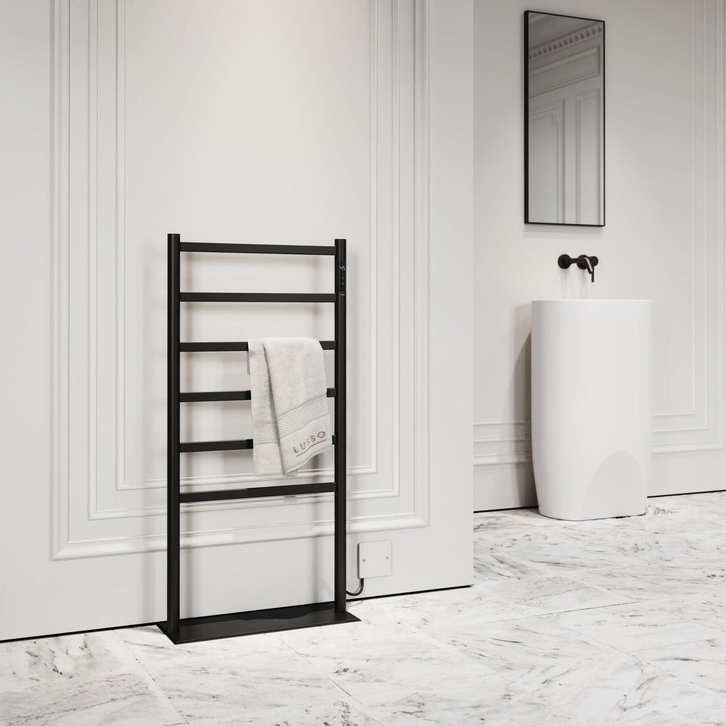 Vetro Matte Black Floorstanding Heated Towel Warmer