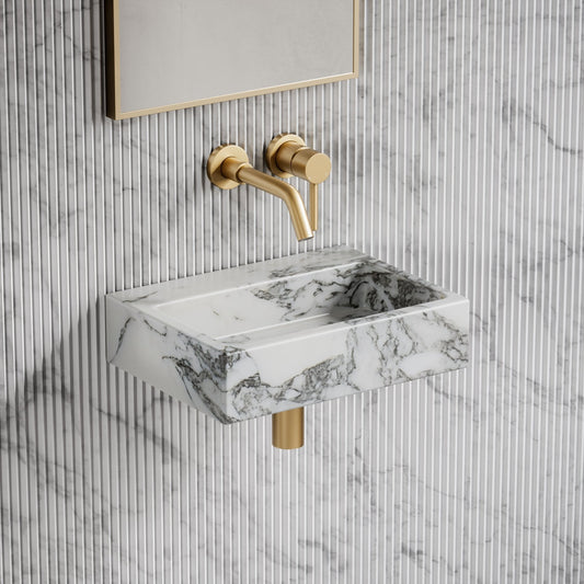 Via Arabescato Marble Wall Hung Basin 400mm