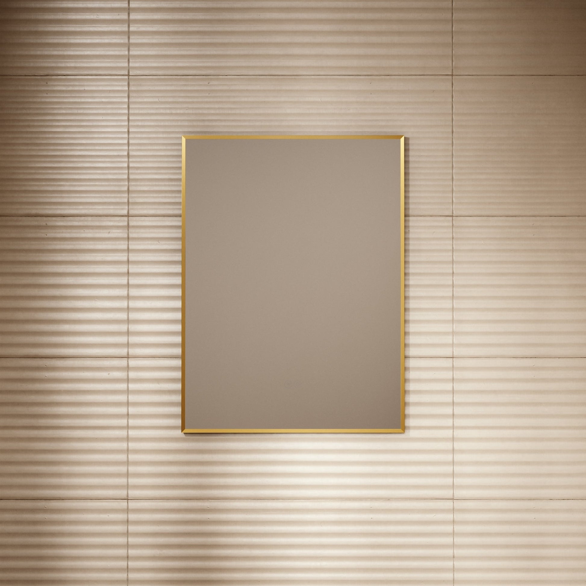 Vision Brushed Gold Mirror With Natural White LED light and Demister 600mm