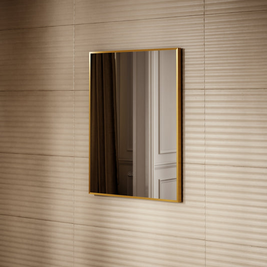 Vision Brushed Gold Mirror With Natural White LED light and Demister 600mm
