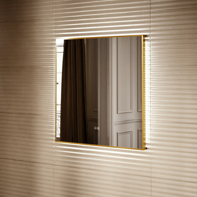 Vision Brushed Gold Mirror With Natural White LED light and Demister 800mm