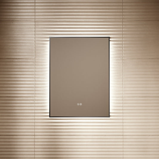 Vision Matte Black Mirror With Natural White LED light and Demister 600mm