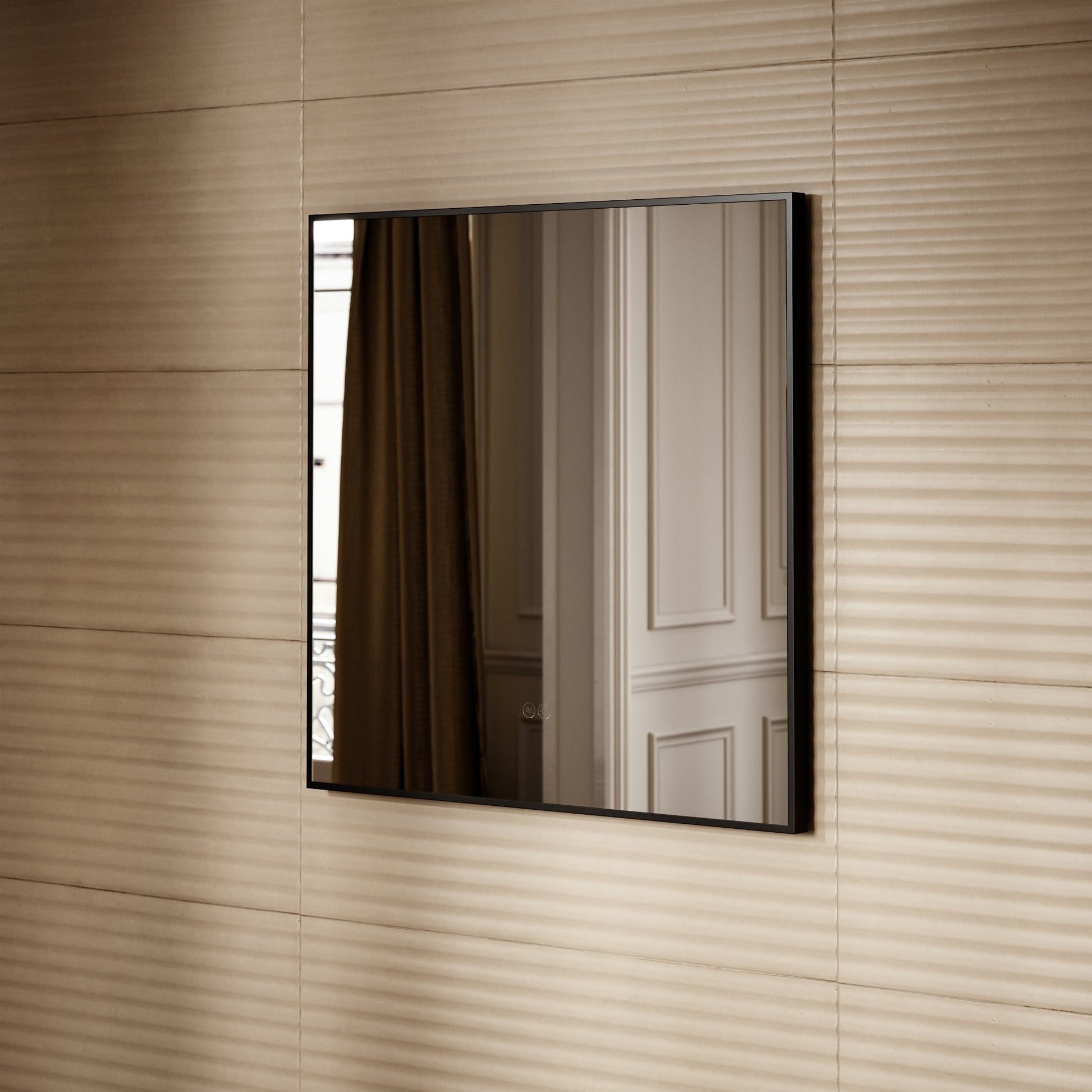 Vision Matte Black Mirror With Natural White LED light and Demister 800mm