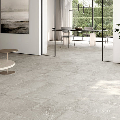 Vittorio Argento Limestone Porcelain Wall or Floor Tile 600 x 600mm
