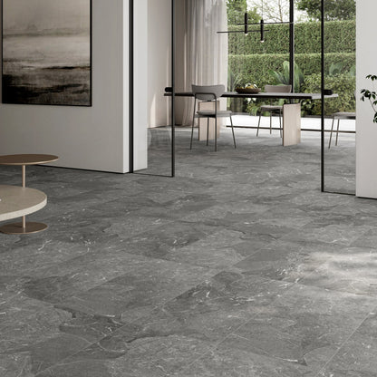 Vittorio Grigio Limestone Porcelain Wall or Floor Tile 1200 x 600mm