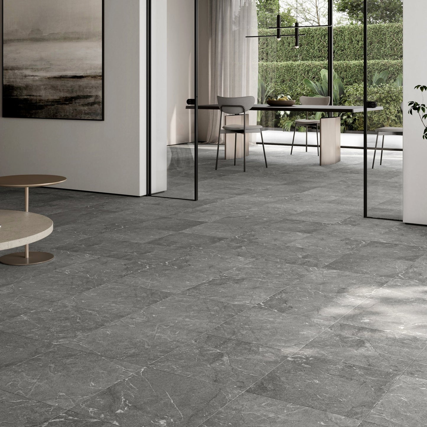 Vittorio Grigio Limestone Porcelain Wall or Floor Tile 600 x 600mm