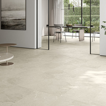 Vittorio Light Stone Limestone Porcelain Wall or Floor Tile 1200 x 600mm