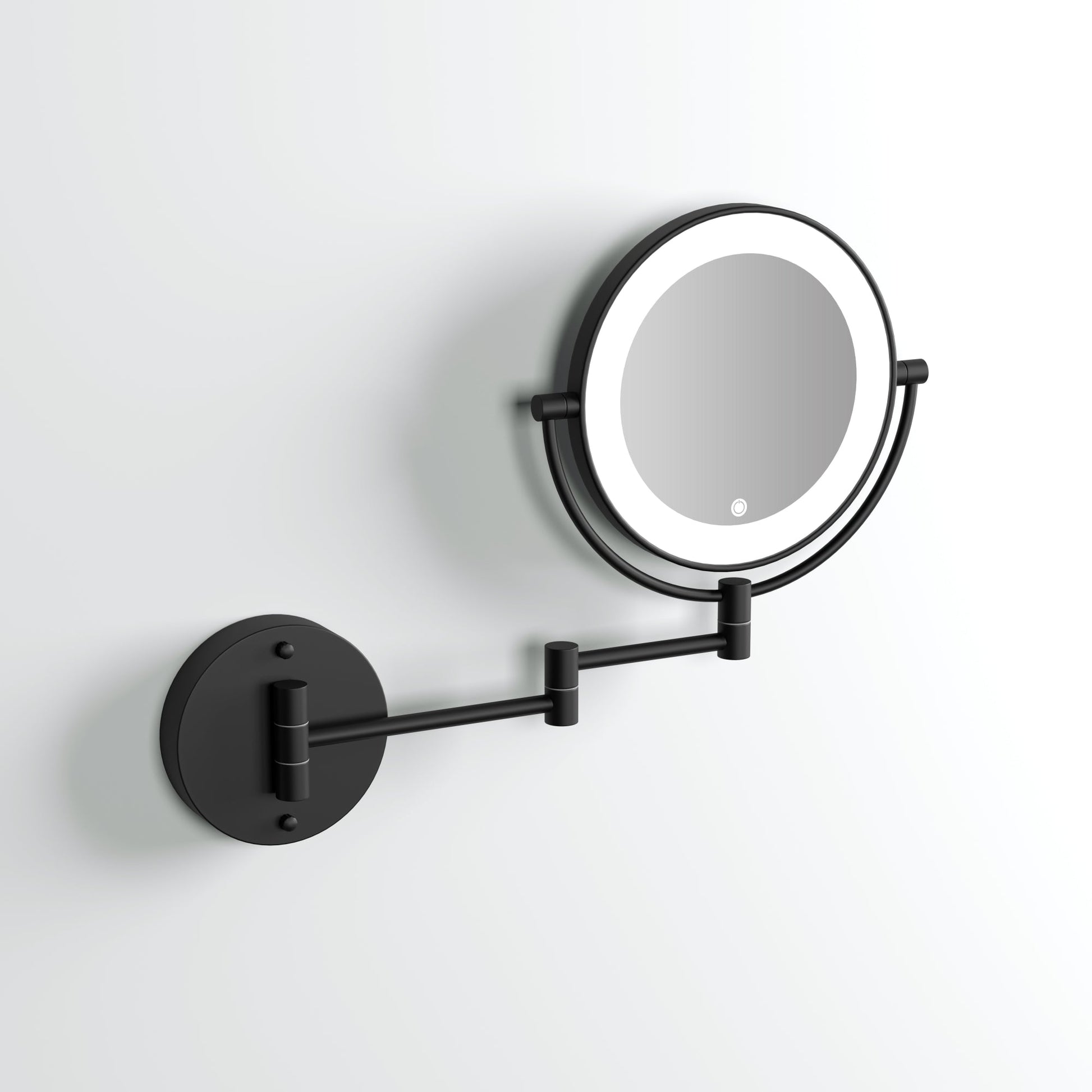 Vogue Matte Black Backlit Wall Mount Cosmetic Mirror Brushed
