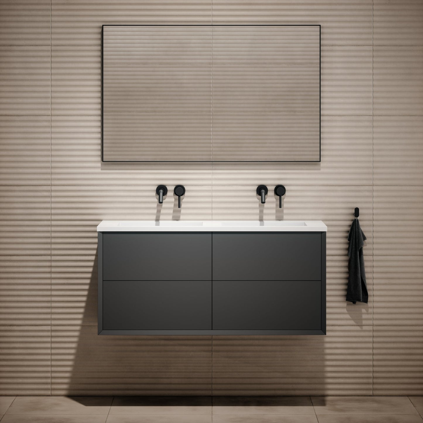 Volini Double Bathroom Vanity Unit Matte Anthracite 1200mm