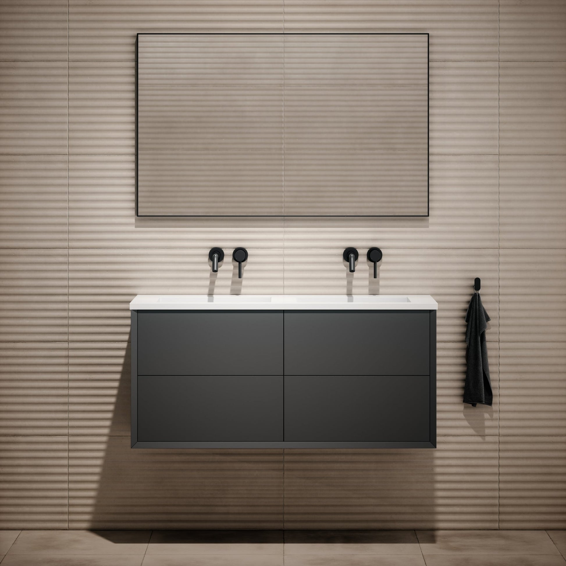 Volini Double Bathroom Vanity Unit Matte Anthracite 1200mm