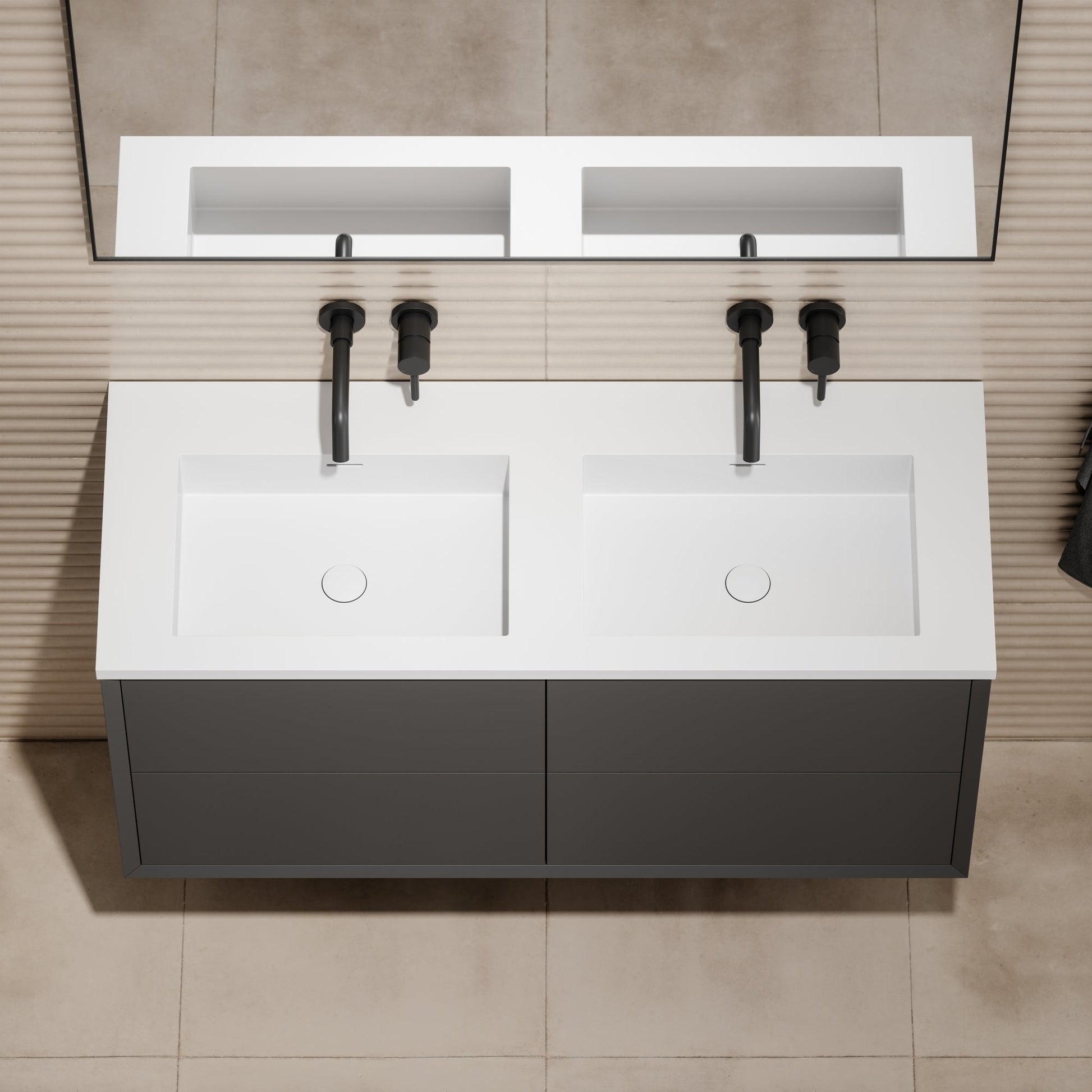 Volini Double Bathroom Vanity Unit Matte Anthracite 1200mm