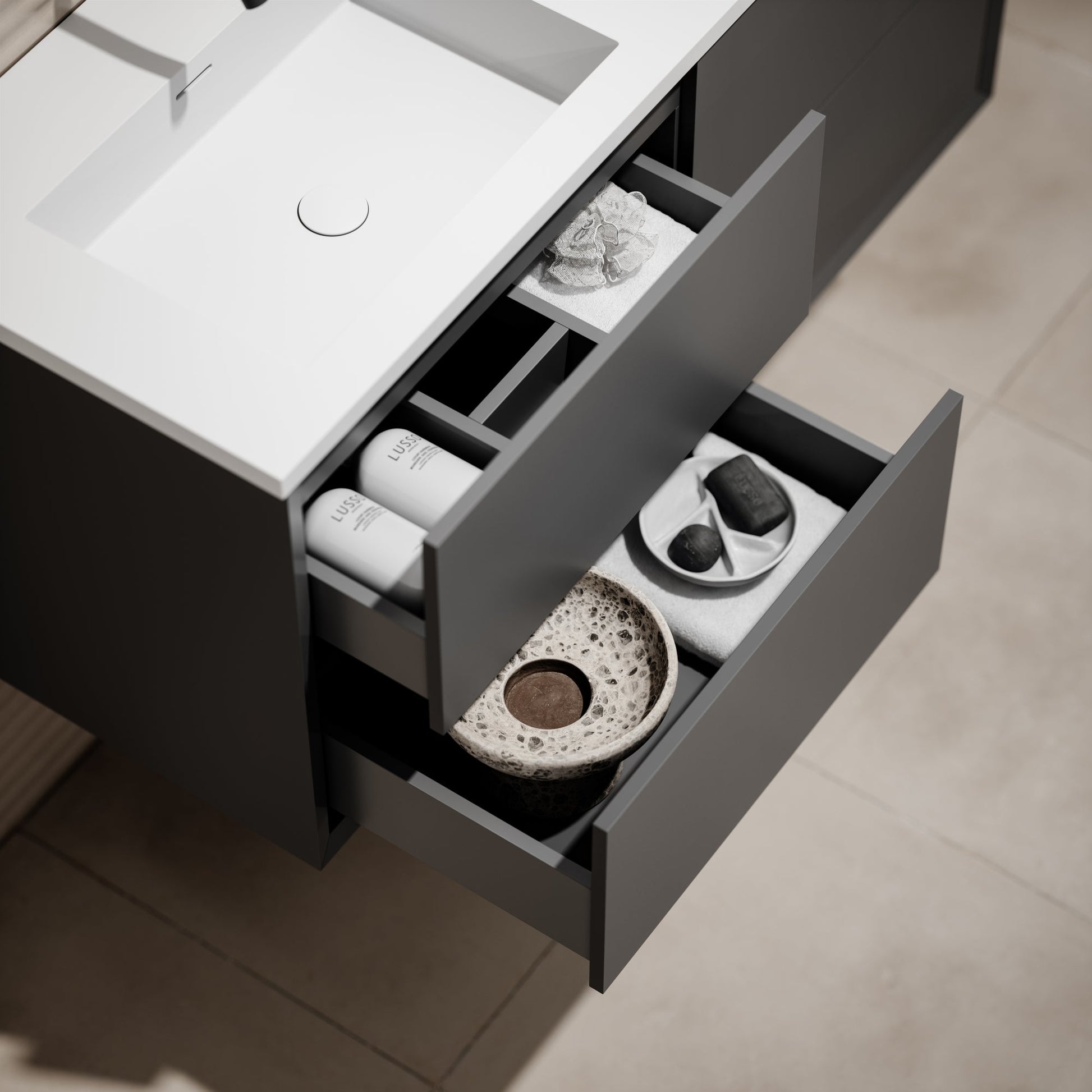 Volini Double Bathroom Vanity Unit Matte Anthracite 1200mm