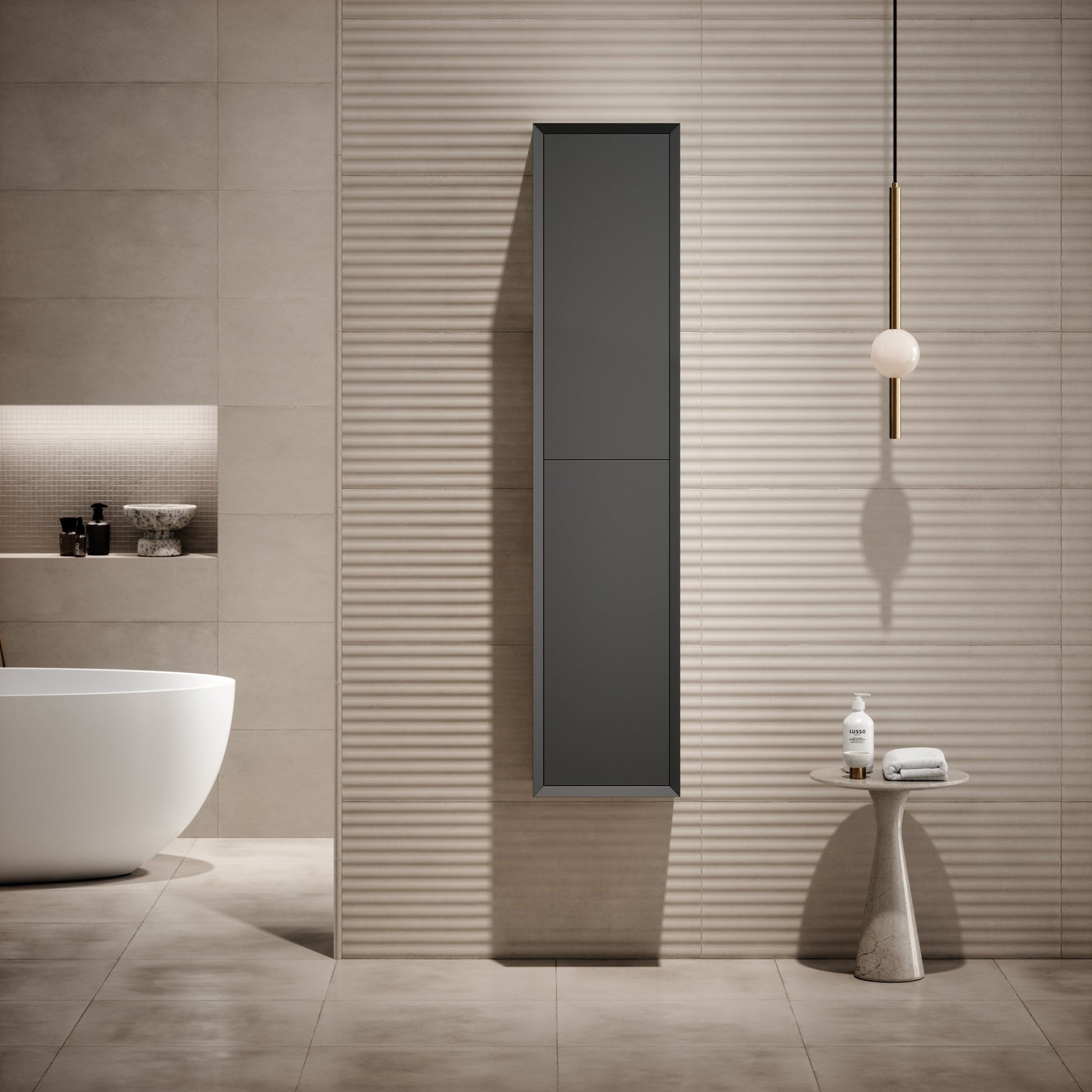 Volini Matte Anthracite Bathroom Storage Cabinet 350mm