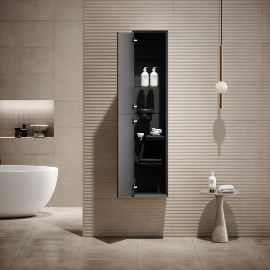 Volini Matte Anthracite Bathroom Storage Cabinet 350mm