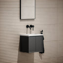 Volini Matte Anthracite Mini Cloakroom Vanity Unit with Stone Basin 400mm