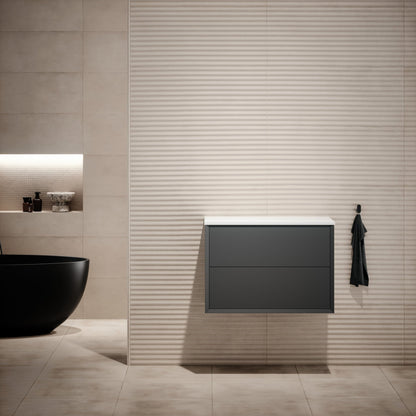 Volini Matte Anthracite Vanity Unit with Stone Countertop 800mm