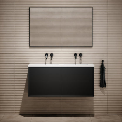 Volini Matte Black Double Bathroom Vanity Unit 1200mm