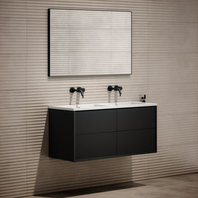 Volini Matte Black Double Bathroom Vanity Unit 1200mm