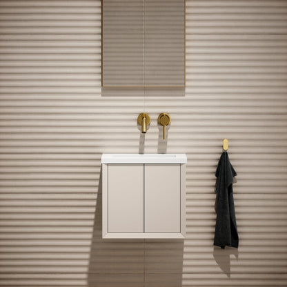 Volini Matte Cappuccino Mini Cloakroom Vanity Unit with Stone Basin 400mm