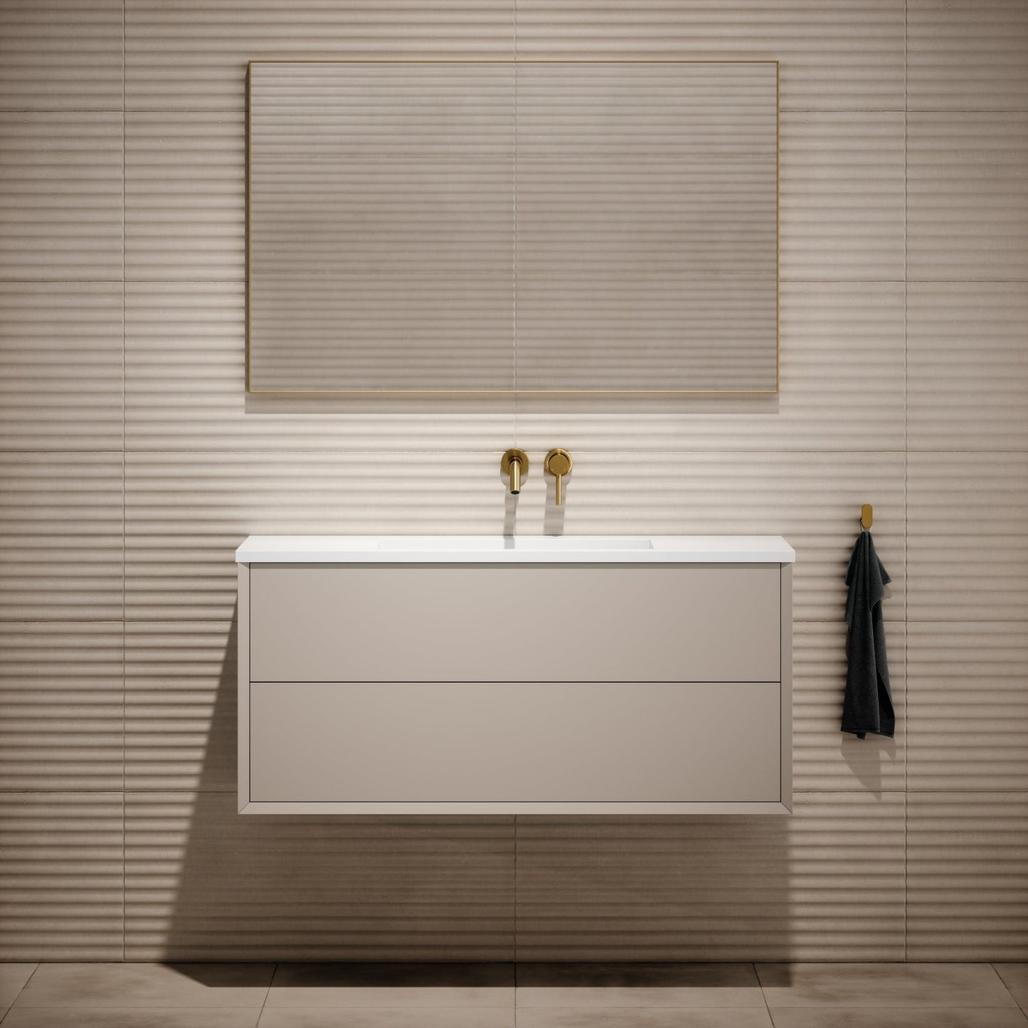 Volini Matte Cappuccino Vanity Unit with Stone Basin 1200mm