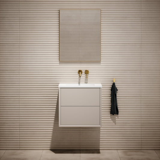 Volini Matte Cappuccino Vanity Unit with Stone Basin 600mm