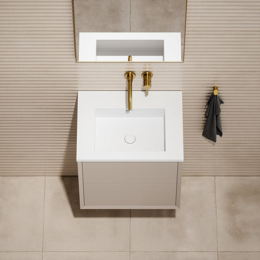Volini Matte Cappuccino Vanity Unit with Stone Basin 600mm