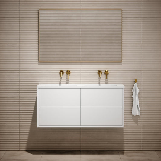 Volini Matte White Double Bathroom Vanity Unit 1200mm