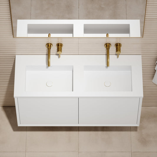 Volini Matte White Double Bathroom Vanity Unit 1200mm