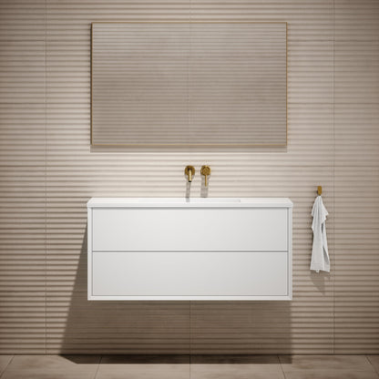 Volini Matte White Vanity Unit with Stone Basin 1200mm