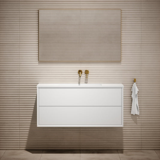 Volini Matte White Vanity Unit with Stone Basin 1200mm
