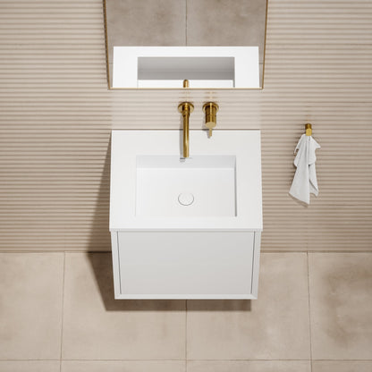 Volini Matte White Vanity Unit with Stone Basin 600mm